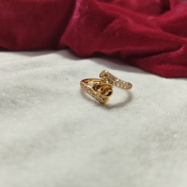 Gold Plated Open Swirl AD Adjustable Designer Ring