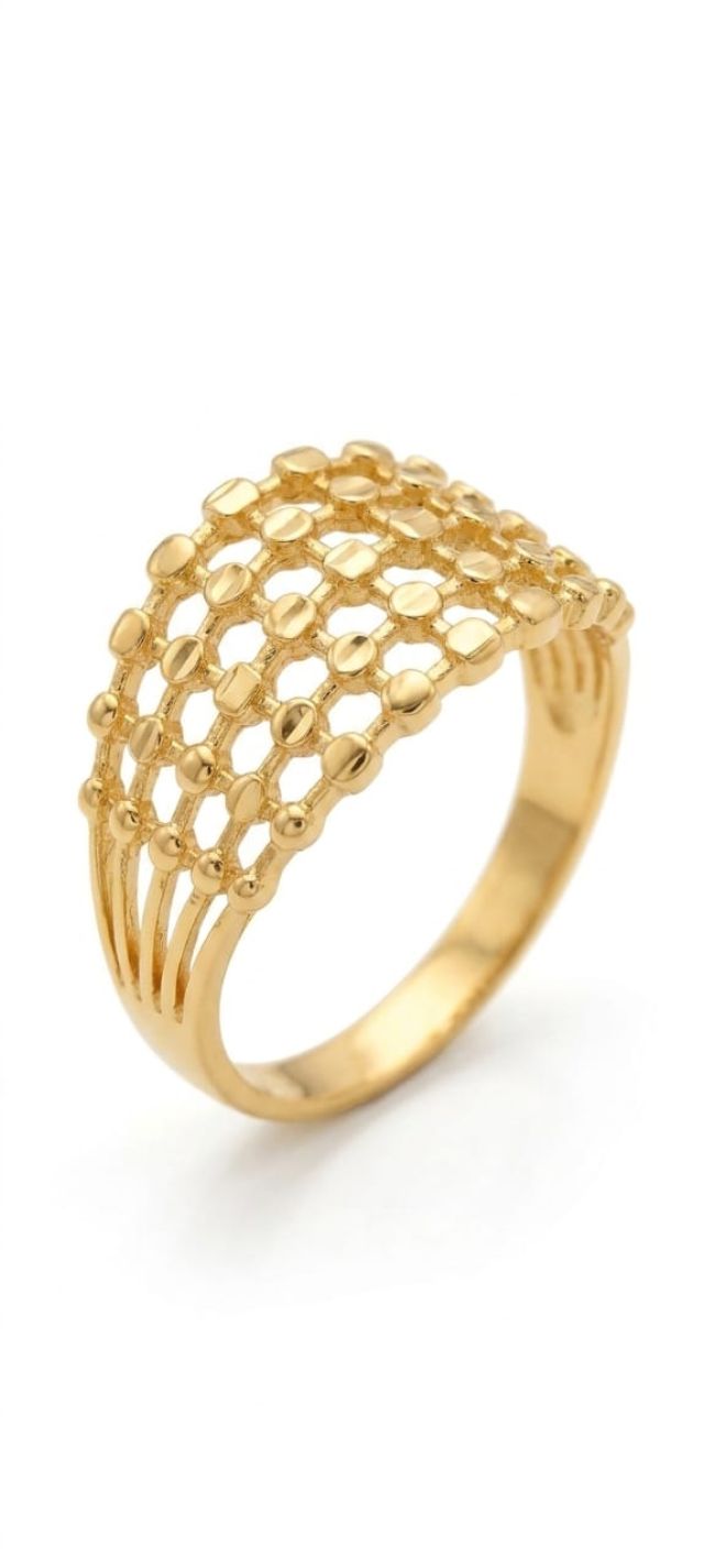 Elegant Gold-Tone Openwork Mesh Ring for Women