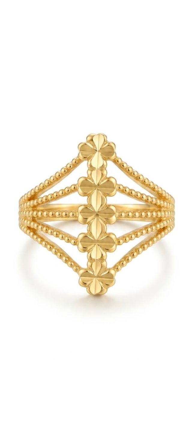 Gold-Tone Floral Multi-Band Statement Ring for Women