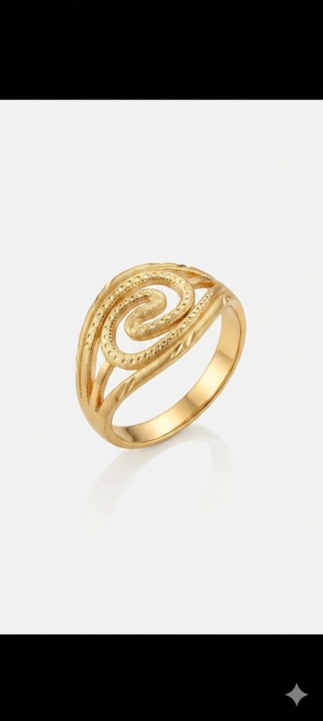 Gold-Tone Spiral Designer Ring for Women