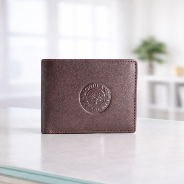 Woodland Brown Leather Bi-Fold Wallet for Men