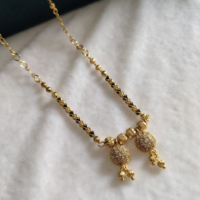 Gold Plated Double Pendant Mangalsutra Necklace